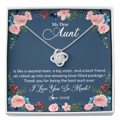 Love Knot Necklace | Personalized My Dear Aunt Necklace From Niece Thank You For Being The Best Aunt Ever Pendant Jewelry Birthday Mothers Day Christmas Customized Message Card | siriusteestore