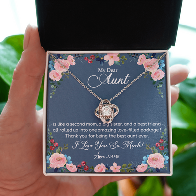 Love Knot Necklace | Personalized My Dear Aunt Necklace From Niece Thank You For Being The Best Aunt Ever Pendant Jewelry Birthday Mothers Day Christmas Customized Message Card | siriusteestore
