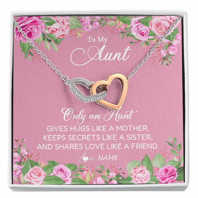 Interlocking Hearts Necklace | Personalized My My Aunt Necklace From Niece Only An Aunt Gives Hugs Like A Mother Aunt Pendant Jewelry Birthday Mothers Day Christmas Customized Message Card | siriusteestore