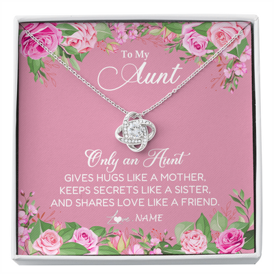 Love Knot Necklace | Personalized My My Aunt Necklace From Niece Only An Aunt Gives Hugs Like A Mother Aunt Pendant Jewelry Birthday Mothers Day Christmas Customized Message Card | siriusteestore
