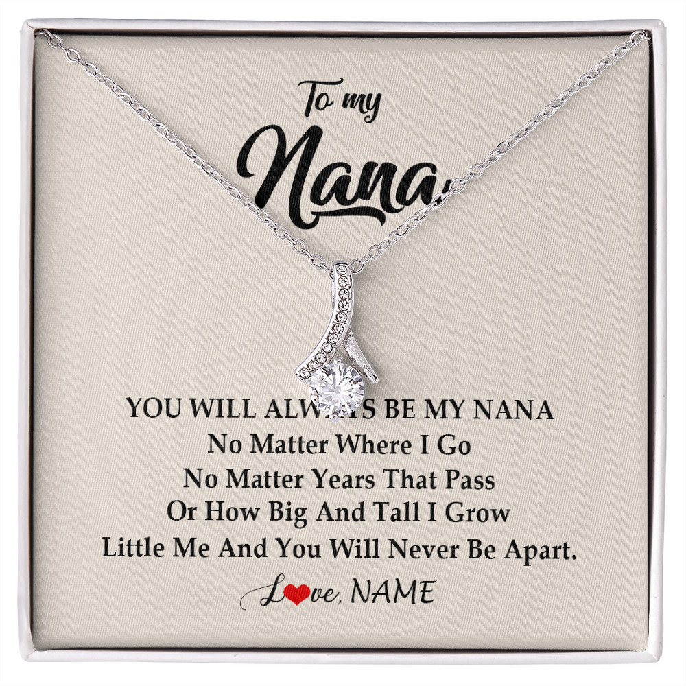 Alluring Beauty Necklace | Personalized Nana Necklace From Grandkids Granddaughter Grandson You Will Always Be My Nana Birthday Mothers Day Christmas Customized Gift Box Message Card | siriusteestore