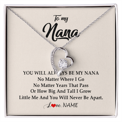 Forever Love Necklace | Personalized Nana Necklace From Grandkids Granddaughter Grandson You Will Always Be My Nana Birthday Mothers Day Christmas Customized Gift Box Message Card | siriusteestore