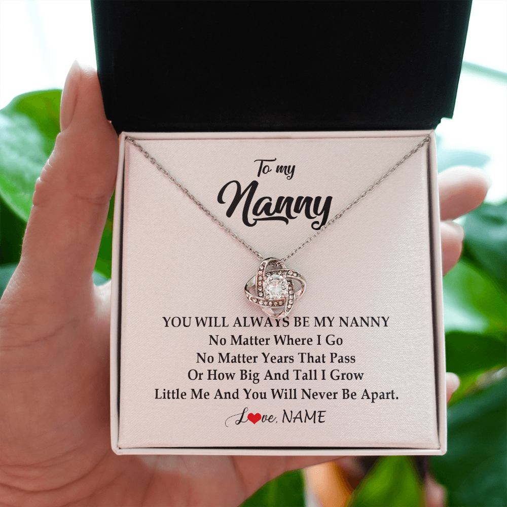Love Knot Necklace | Personalized Nanny Necklace From Kids You Will Always Be My Nanny Birthday Mothers Day Christmas Customized Gift Box Message Card | siriusteestore
