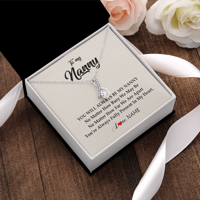 Alluring Beauty Necklace | Personalized Nanny Necklace From Kids You're Always In My Heart Nanny Birthday Mothers Day Christmas Jewelry Pendant Customized Gift Box Message Card | siriusteestore