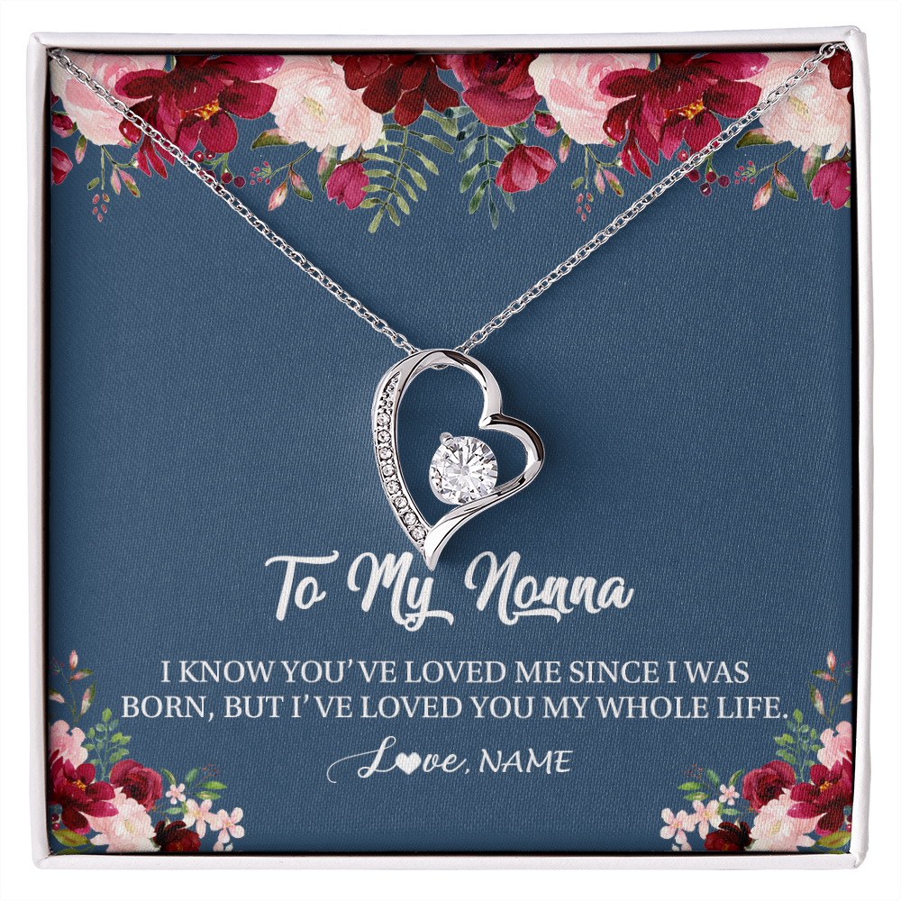 Forever Love Necklace | Personalized Nonna Necklace From Grandkids Granddaughter Grandson I've Loved You My Whole Life Floral Nonna Birthday Mothers Day Christmas Customized Message Card | siriusteestore