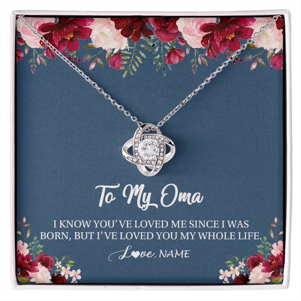 Love Knot Necklace | Personalized Oma Necklace From Grandkids Granddaughter Grandson I've Loved You My Whole Life Floral Oma Birthday Mothers Day Christmas Customized Message Card | siriusteestore