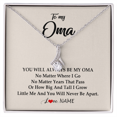 Alluring Beauty Necklace | Personalized Oma Necklace From Grandkids Granddaughter Grandson You Will Always Be My Oma Birthday Mothers Day Christmas Customized Gift Box Message Card | siriusteestore