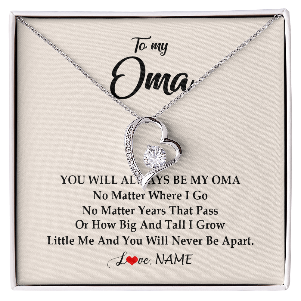 Forever Love Necklace | Personalized Oma Necklace From Grandkids Granddaughter Grandson You Will Always Be My Oma Birthday Mothers Day Christmas Customized Gift Box Message Card | siriusteestore