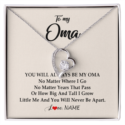 Forever Love Necklace | Personalized Oma Necklace From Grandkids Granddaughter Grandson You Will Always Be My Oma Birthday Mothers Day Christmas Customized Gift Box Message Card | siriusteestore