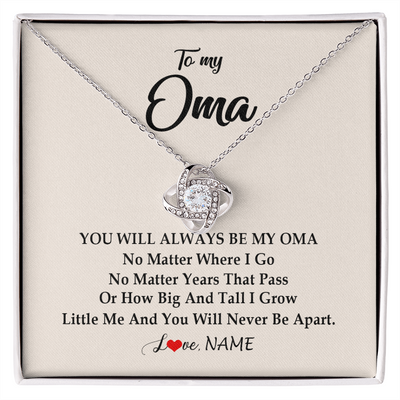 Love Knot Necklace | Personalized Oma Necklace From Grandkids Granddaughter Grandson You Will Always Be My Oma Birthday Mothers Day Christmas Customized Gift Box Message Card | siriusteestore
