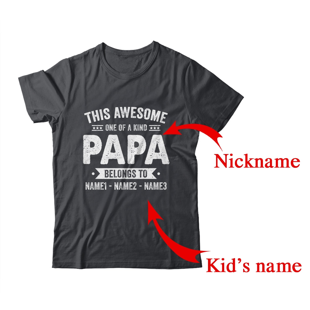 Personalized This Awesome Papa Belongs To Custom Papa With Kids Name Fathers Day Birthday Christmas Shirt & Hoodie | Custom | siriusteestore