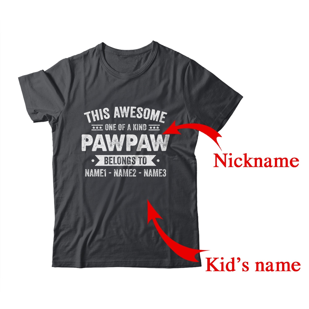 Personalized This Awesome Pawpaw Belongs To Custom Pawpaw With Kids Name Fathers Day Birthday Christmas Shirt & Hoodie | Custom | siriusteestore