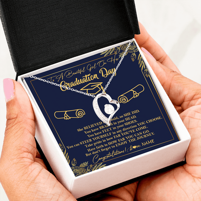 Forever Love Necklace | Personalized To A Beautiful Girl On Her Graduation Day Necklace Class of 2022 For Daughter Granddaughter Sister Jewelry Customized Gift Box Message Card | siriusteestore