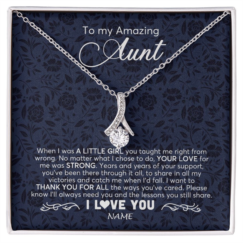 Alluring Beauty Necklace | Personalized To My Amazing Aunt Necklace From Niece When I Was A Little Girl Aunt Birthday Mothers Day Christmas Jewelry Customized Gift Box Message Card | siriusteestore