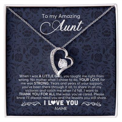 Forever Love Necklace | Personalized To My Amazing Aunt Necklace From Niece When I Was A Little Girl Aunt Birthday Mothers Day Christmas Jewelry Customized Gift Box Message Card | siriusteestore