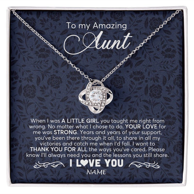 Love Knot Necklace | Personalized To My Amazing Aunt Necklace From Niece When I Was A Little Girl Aunt Birthday Mothers Day Christmas Jewelry Customized Gift Box Message Card | siriusteestore
