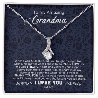 Alluring Beauty Necklace | Personalized To My Amazing Grandma Necklace From Granddaughter When I Was A Little Girl Grandma Birthday Mothers Day Christmas Customized Gift Box Message Card | siriusteestore