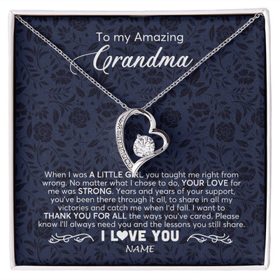 Forever Love Necklace | Personalized To My Amazing Grandma Necklace From Granddaughter When I Was A Little Girl Grandma Birthday Mothers Day Christmas Customized Gift Box Message Card | siriusteestore