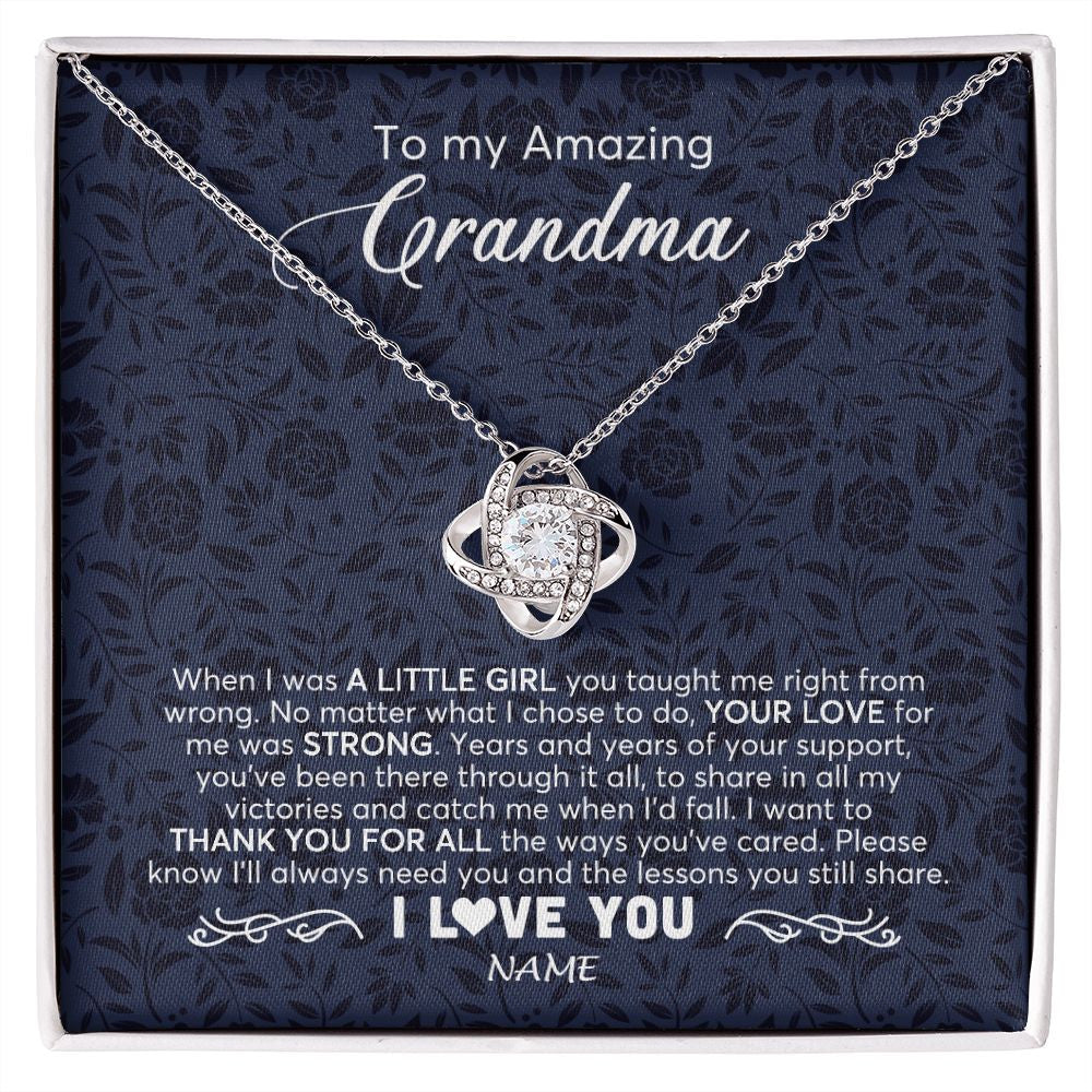 Love Knot Necklace | Personalized To My Amazing Grandma Necklace From Granddaughter When I Was A Little Girl Grandma Birthday Mothers Day Christmas Customized Gift Box Message Card | siriusteestore