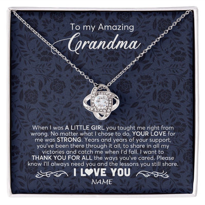 Love Knot Necklace | Personalized To My Amazing Grandma Necklace From Granddaughter When I Was A Little Girl Grandma Birthday Mothers Day Christmas Customized Gift Box Message Card | siriusteestore