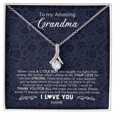 Alluring Beauty Necklace | Personalized To My Amazing Grandma Necklace From Grandson When I Was A Little Boy Grandma Birthday Mothers Day Christmas Customized Gift Box Message Card | siriusteestore