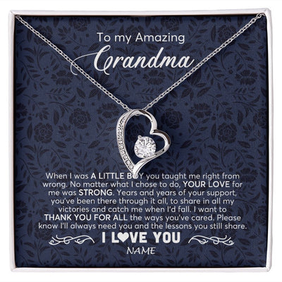 Forever Love Necklace | Personalized To My Amazing Grandma Necklace From Grandson When I Was A Little Boy Grandma Birthday Mothers Day Christmas Customized Gift Box Message Card | siriusteestore