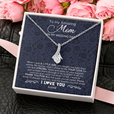 Alluring Beauty Necklace | Personalized To My Amazing Mom Necklace From Daughter On My Wedding Day When I Was A Little Girl Mother Of Brid Wedding Day Customized Gift Box Message Card | siriusteestore