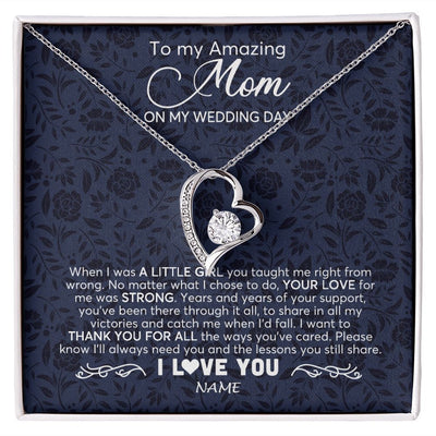 Forever Love Necklace | Personalized To My Amazing Mom Necklace From Daughter On My Wedding Day When I Was A Little Girl Mother Of Brid Wedding Day Customized Gift Box Message Card | siriusteestore