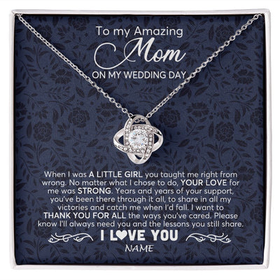 Love Knot Necklace | Personalized To My Amazing Mom Necklace From Daughter On My Wedding Day When I Was A Little Girl Mother Of Brid Wedding Day Customized Gift Box Message Card | siriusteestore