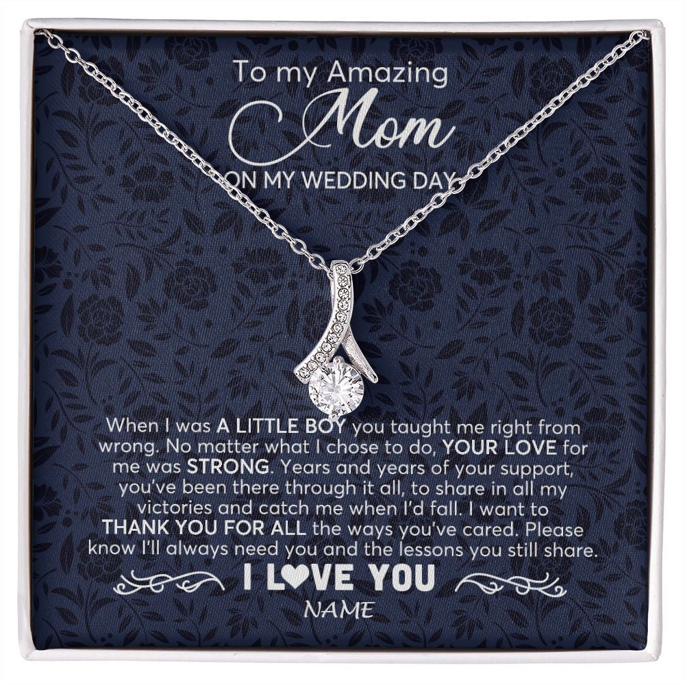 Alluring Beauty Necklace | Personalized To My Amazing Mom Necklace From Son On My Wedding Day When I Was A Little Boy Mother Of Groom Wedding Day Jewelry Customized Gift Box Message Card | siriusteestore
