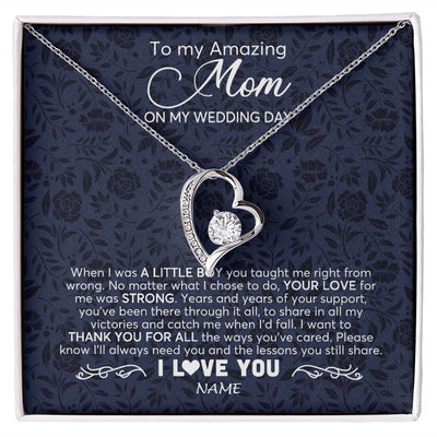 Forever Love Necklace | Personalized To My Amazing Mom Necklace From Son On My Wedding Day When I Was A Little Boy Mother Of Groom Wedding Day Jewelry Customized Gift Box Message Card | siriusteestore