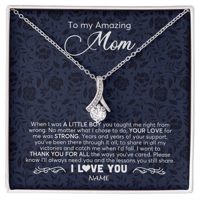Alluring Beauty Necklace | Personalized To My Amazing Mom Necklace From Son When I Was A Little Boy Mom Birthday Mothers Day Christmas Jewelry Customized Gift Box Message Card | siriusteestore