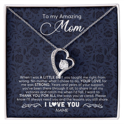 Forever Love Necklace | Personalized To My Amazing Mom Necklace From Son When I Was A Little Boy Mom Birthday Mothers Day Christmas Jewelry Customized Gift Box Message Card | siriusteestore