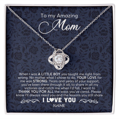 Love Knot Necklace | Personalized To My Amazing Mom Necklace From Son When I Was A Little Boy Mom Birthday Mothers Day Christmas Jewelry Customized Gift Box Message Card | siriusteestore