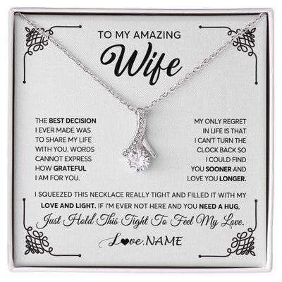 Alluring Beauty Necklace | Personalized To My Amazing Wife Necklace From Husband The Best Decision I Ever Made Wife Valentines Day Birthday Christmas Customized Gift Box Message Card | siriusteestore