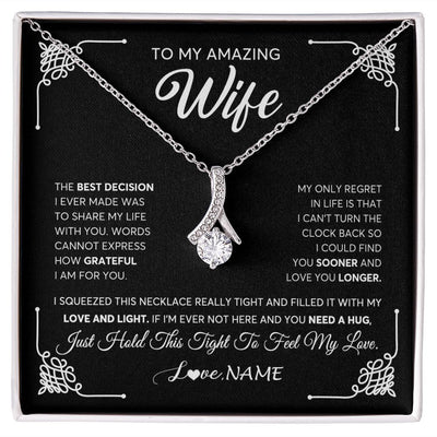 Alluring Beauty Necklace | Personalized To My Amazing Wife Necklace From Husband The Best Decision I Ever Made Wife Wedding Day Birthday Christmas Customized Gift Box Message Card | siriusteestore