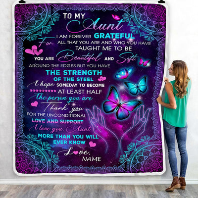 Personalized To My Aunt Blanket From Niece Nephew You Are Beautiful Butterfly Aunt Birthday Mothers Day Christmas Customized Fleece Throw Blanket | siriusteestore
