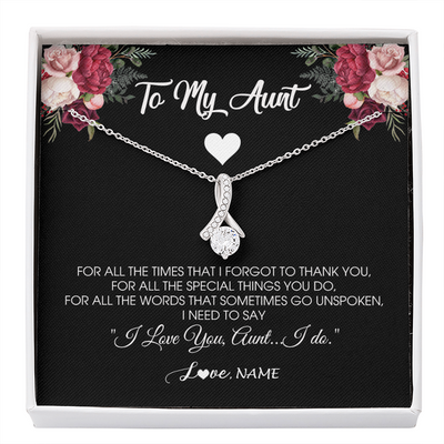 Alluring Beauty Necklace | Personalized To My Aunt Necklace From Niece Nephew I Need To Say I Love You Aunt Jewelry Birthday Mothers Day Christmas Customized Message Card | siriusteestore