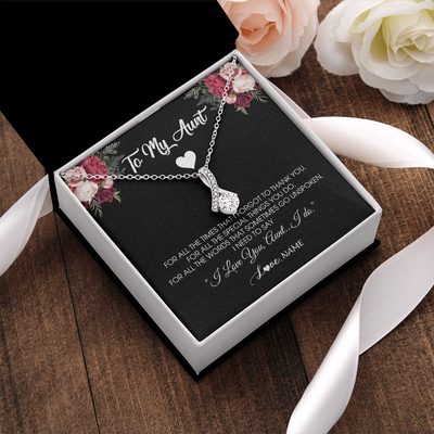 Alluring Beauty Necklace | Personalized To My Aunt Necklace From Niece Nephew I Need To Say I Love You Aunt Jewelry Birthday Mothers Day Christmas Customized Message Card | siriusteestore