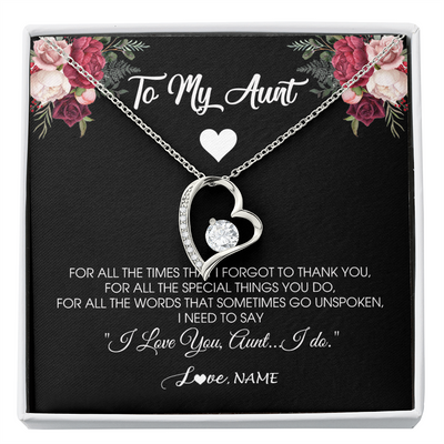 Forever Love Necklace | Personalized To My Aunt Necklace From Niece Nephew I Need To Say I Love You Aunt Jewelry Birthday Mothers Day Christmas Customized Message Card | siriusteestore