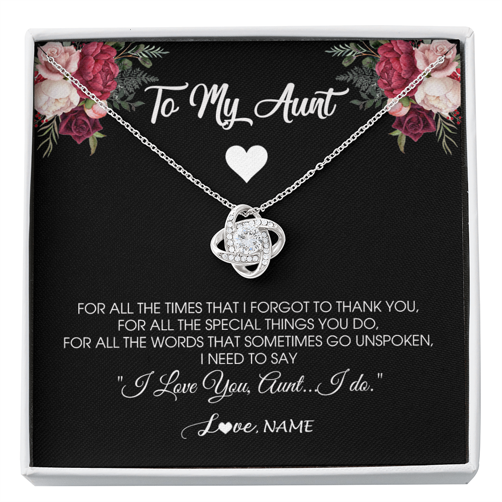 Love Knot Necklace | Personalized To My Aunt Necklace From Niece Nephew I Need To Say I Love You Aunt Jewelry Birthday Mothers Day Christmas Customized Message Card | siriusteestore