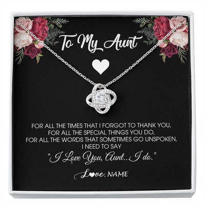 Love Knot Necklace | Personalized To My Aunt Necklace From Niece Nephew I Need To Say I Love You Aunt Jewelry Birthday Mothers Day Christmas Customized Message Card | siriusteestore