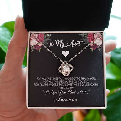 Love Knot Necklace | Personalized To My Aunt Necklace From Niece Nephew I Need To Say I Love You Aunt Jewelry Birthday Mothers Day Christmas Customized Message Card | siriusteestore