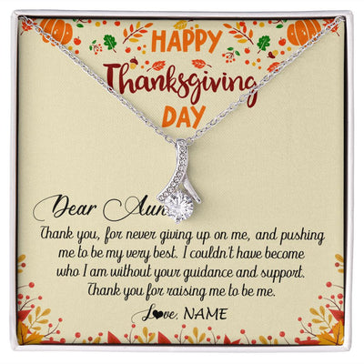 Alluring Beauty Necklace | Personalized To My Aunt Necklace From Niece Nephew Thank You For Raising Me Happy Thanksgiving Day Pendant Jewelry Customized Gift Box Message Card | siriusteestore