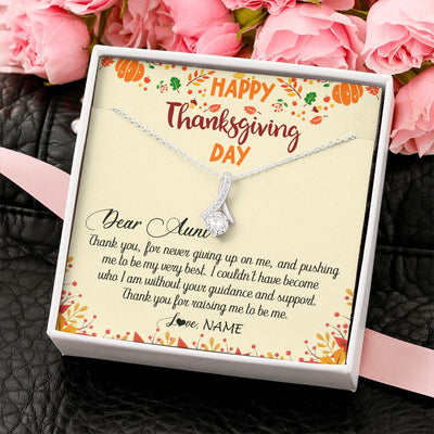 Alluring Beauty Necklace | Personalized To My Aunt Necklace From Niece Nephew Thank You For Raising Me Happy Thanksgiving Day Pendant Jewelry Customized Gift Box Message Card | siriusteestore
