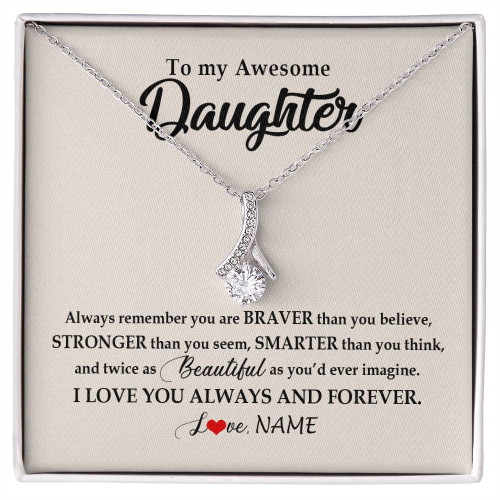 Alluring Beauty Necklace | Personalized To My Awesome Daughter Necklace From Mom Dad I Love You Always And Forever Daughter Birthday Christmas Jewelry Customized Gift Box Message Card | siriusteestore