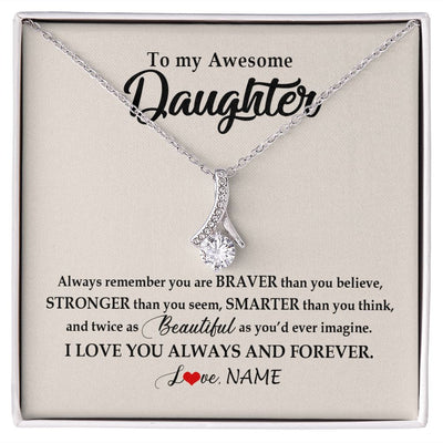 Alluring Beauty Necklace | Personalized To My Awesome Daughter Necklace From Mom Dad I Love You Always And Forever Daughter Birthday Christmas Jewelry Customized Gift Box Message Card | siriusteestore