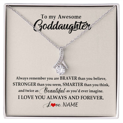Alluring Beauty Necklace | Personalized To My Awesome Goddaughter Necklace From Godmother I Love You Always And Forever Goddaughter Birthday Christmas Customized Gift Box Message Card | siriusteestore