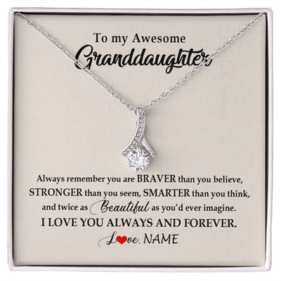 Alluring Beauty Necklace | Personalized To My Awesome Granddaughter Necklace From Grandma Nana I Love You Always And Forever Granddaughter Birthday Customized Gift Box Message Card | siriusteestore