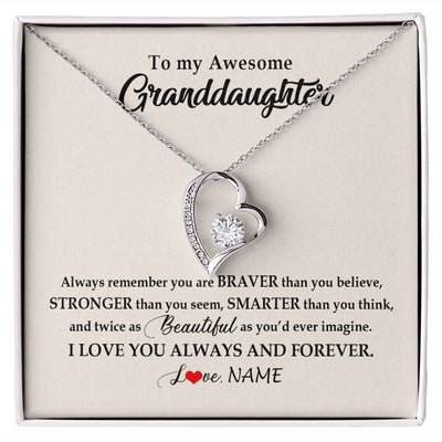 Forever Love Necklace | Personalized To My Awesome Granddaughter Necklace From Grandma Nana I Love You Always And Forever Granddaughter Birthday Customized Gift Box Message Card | siriusteestore